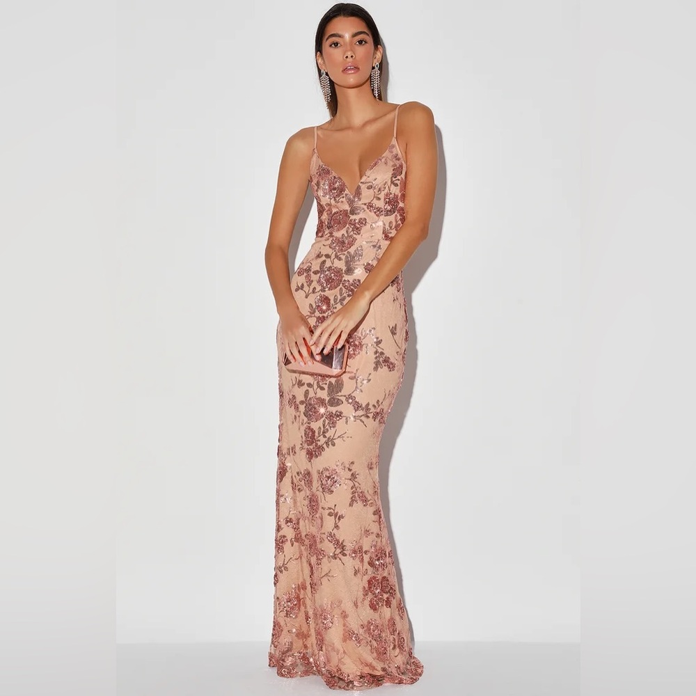 Rose Gold Sequin Mermaid Formal Dress